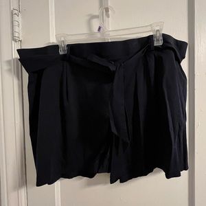 Navy high waisted shorts with tie belt
